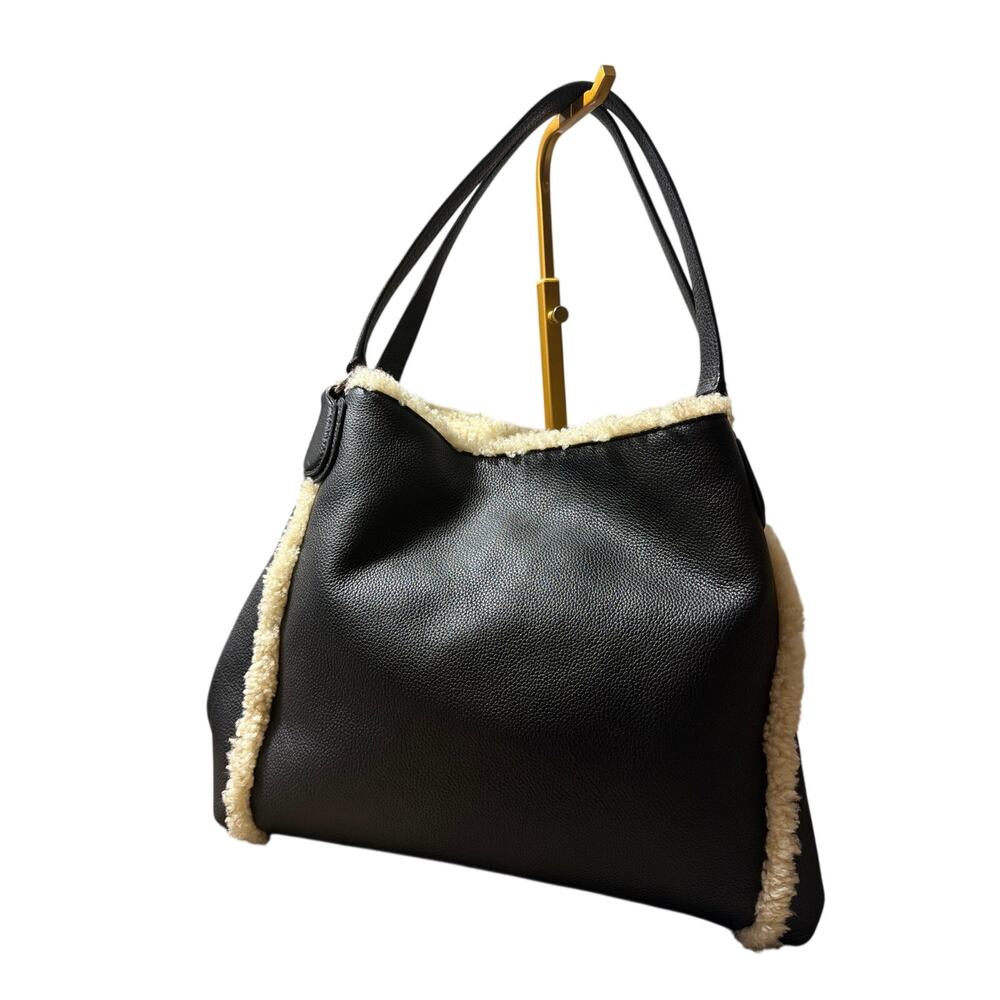 Coach Edie Black Pebbled Leather and Shearling Style 36516NEW without tags - Picture 3 of 9
